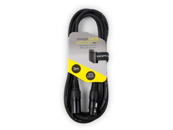 Stagecore 3-Pin XLR Male to Female DMX Cable 3M