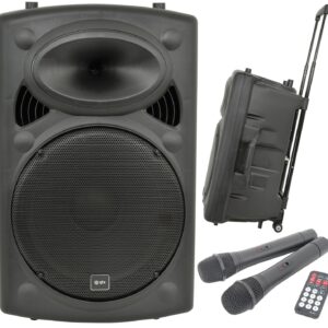QTX QR15PABT Portable PA with Bluetooth inc 2x Wireless Mics *BSTOCK*